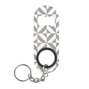 Zilveren grijze geometrische art deco sleutelhanger flessenopener