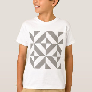 Zilveren grijze geometrische Art Deco T-shirt