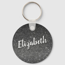 Zilveren Grijze Gepersonaliseerde Naambadge Sleutelhanger