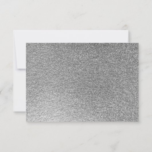 Zilveren Grijze Glitter Sparkle Dress Gown Script RSVP Kaartje (Achterkant)