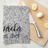 Zilveren grijze glitter sparkles Aangepaste naam b Theedoek (Quarter Fold)