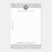 Zilveren Grijze Glitter Textuur & Wit Post-it® Notes (Voorkant)
