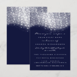 Zilveren grijze glitters blauw marine formele uitn kaart