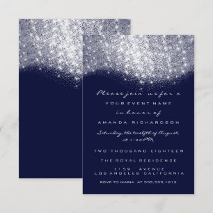 Zilveren grijze glitters blauw marine formele uitn kaart