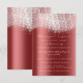 Zilveren grijze glitters bordeauxrode formele uitn kaart (Voorkant / Achterkant)