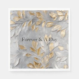 Zilveren Grijze Gouden Bladeren Servet