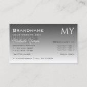 Zilveren Grijze Gradiënt Palmblad met Monogram Visitekaartje (Achterkant)