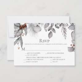 Zilveren grijze hulst den eucalyptus roest bessen RSVP kaartje