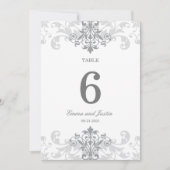 Zilveren Grijze Ironwork Elegante Bruiloft Tafelnu Kaart (Voorkant)