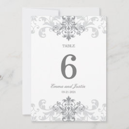 Zilveren Grijze Ironwork Elegante Bruiloft Tafelnu Kaart