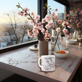 Zilveren Grijze Kersenbloesem Elegantie Grote Koffiekop
