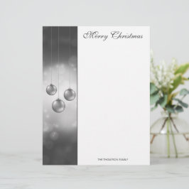 Zilveren grijze kerstballen met aangepaste tekst briefhoofd