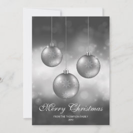 Zilveren grijze kerstballen met aangepaste tekst feestdagenkaart