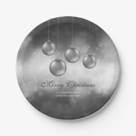 Zilveren grijze kerstballen met aangepaste tekst papieren bordje