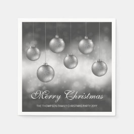 Zilveren grijze kerstballen met aangepaste tekst servet