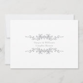 Zilveren Grijze Klassieke Franse Bloem Couples Sho Kaart (Achterkant)