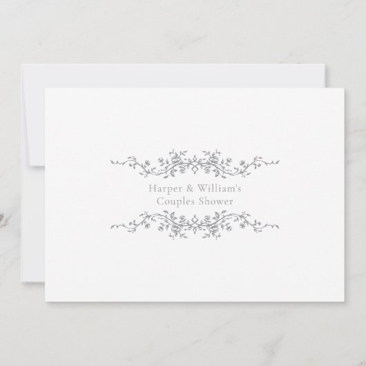 Zilveren Grijze Klassieke Franse Bloem Couples Sho Kaart (Achterkant)