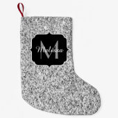 Zilveren grijze licht glinster glans Monogram Kleine Kerstsok (Voorkant)