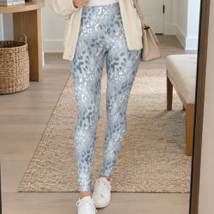 Zilveren Grijze Luipaardprint Leggings