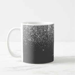 Zilveren grijze meisjesachtige glitters glans mono koffiemok