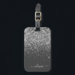 Zilveren grijze meisjesachtige glittersparels mono bagagelabel<br><div class="desc">Zilveren en antracietgrijze (grijs) glittersparels monogram naam en initiaal kussen. Het bagagelabel is het perfecte cadeau voor een sweet 16 verjaardag,  trouwdag,  bruidsfeest,  babyshower of vrijgezellenfeest voor iemand die haar kamer stijlvol inricht.</div>