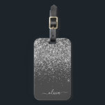 Zilveren grijze meisjesachtige glittersparels mono bagagelabel<br><div class="desc">Zilveren en antracietgrijze (grijs) glittersparels monogram naam en initiaal kussen. Het bagagelabel is het perfecte cadeau voor een sweet 16 verjaardag,  trouwdag,  bruidsfeest,  babyshower of vrijgezellenfeest voor iemand die haar kamer stijlvol inricht.</div>