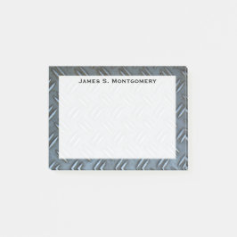 Zilveren grijze metalen roosterpatroon post-it® notes