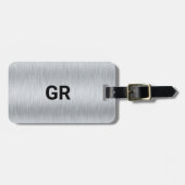 Zilveren Grijze Metallic Textuur Aangepaste Tekst Bagagelabel (Voorkant horizontaal)