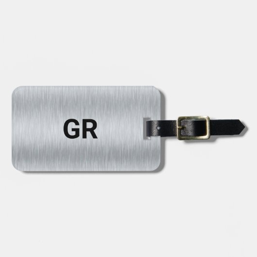 Zilveren Grijze Metallic Textuur Aangepaste Tekst Bagagelabel (Voorkant horizontaal)