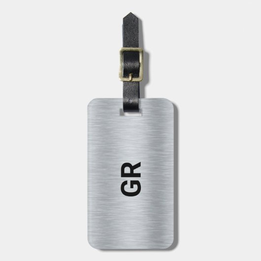 Zilveren Grijze Metallic Textuur Aangepaste Tekst Bagagelabel (Voorkant verticaal)