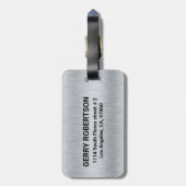 Zilveren Grijze Metallic Textuur Aangepaste Tekst Bagagelabel (Achterkant verticaal)