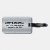 Zilveren Grijze Metallic Textuur Aangepaste Tekst Bagagelabel (Achterkant horizontaal)