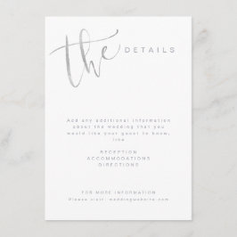 Zilveren grijze moderne eenvoudige script huwelijk informatiekaartje