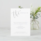 Zilveren grijze moderne eenvoudige script huwelijk informatiekaartje (Staand voorkant)