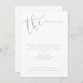 Zilveren grijze moderne eenvoudige script huwelijk informatiekaartje (Voorkant / Achterkant)