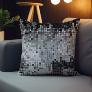 Zilveren grijze pailletten disco glinsterend patro buitenkussen