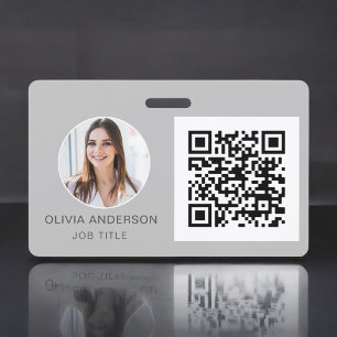 Zilveren grijze QR-code foto visitekaartje Badge