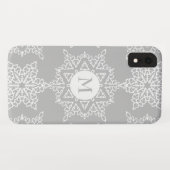 Zilveren Grijze Sneeuwvlokken Kerstvakantie Monogr Case-Mate iPhone Case (Achterkant (horizontaal))