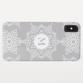 Zilveren Grijze Sneeuwvlokken Kerstvakantie Monogr Case-Mate iPhone Case (Achterkant (horizontaal))