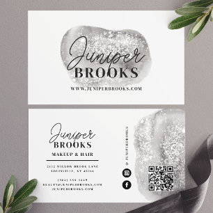 Zilveren Grijze Social Media QR Code Glitters Visitekaartje