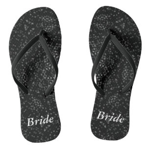 Zilveren Grijze Spikkels Zwarte Kaleidoscoop Bruid Teenslippers