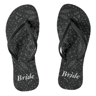 Zilveren Grijze Spikkels Zwarte Kaleidoscoop Bruid Teenslippers