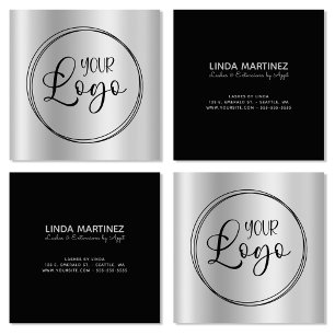 Zilveren grijze verloopcirkel Logo Vierkante Visitekaartje
