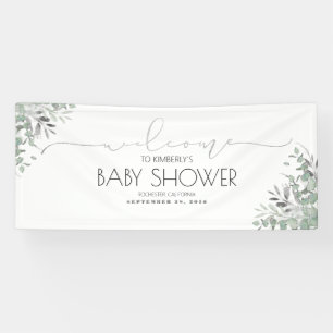 Zilveren groen takken Baby shower banner