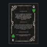Zilveren Groene Casino Vegas Poker Bruiloft Detail Informatiekaartje<br><div class="desc">Uniek Casino Royale en Great Gatsby thema kaart ontwerp. Het beschikt over art deco stijl, een Roaring 1920's oude Hollywood gebroken lijst met faux gouden folie Fleur-de-lis, bos groene harten, Q en K op twee hoeken (simuleren speelkaarten), op gouden zwarte Art Deco patroonachtergrond. Gebruik de tool Personaliseren om uw gegevens...</div>