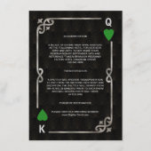 Zilveren Groene Casino Vegas Poker Trouwdetails Informatiekaartje (Voorkant)