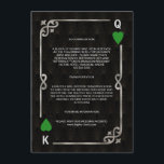 Zilveren Groene Casino Vegas Poker Trouwdetails Informatiekaartje<br><div class="desc">Uniek Casino Royale en Great Gatsby-thema kaartontwerp. Het bevat vintage art deco stijl, een Roaring 1920's old Hollywood gebroken frame met namaak goud folie Fleur-de-lis, bosgroene harten, Q en K in twee hoeken (simuleren speelkaarten), op goud zwarte Art Deco patroon achtergrond. Gebruik de Personaliseer tool om uw informatie toe te...</div>