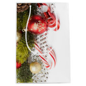 Zilveren Groene en Rode Kerstmisdecoratie Medium Cadeauzakje (Voorkant)