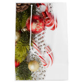 Zilveren Groene en Rode Kerstmisdecoratie Medium Cadeauzakje (Achterkant)