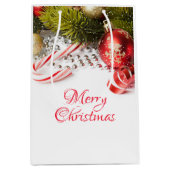 Zilveren Groene en Rode Kerstmisdecoratie Medium Cadeauzakje (Voorkant)